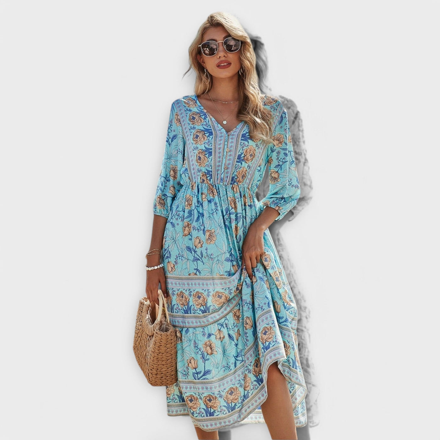 Xandra - Elegante Jurk met Bloemenprint