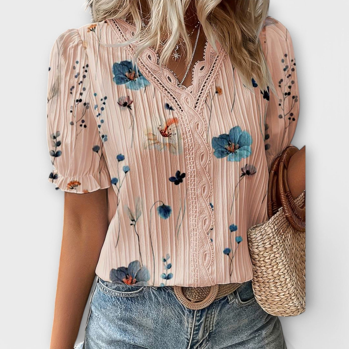 Modieuze blouse met spitse halslijn