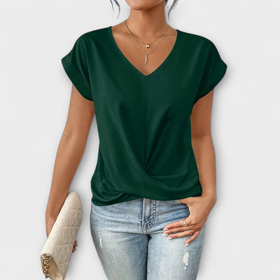 Eloise - V-hals Top met Knoopdetail