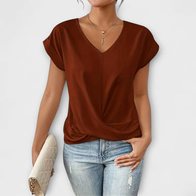 Eloise - V-hals Top met Knoopdetail