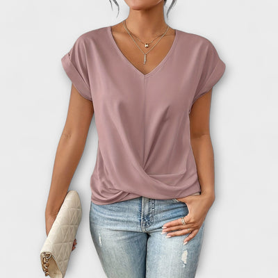 Eloise - V-hals Top met Knoopdetail