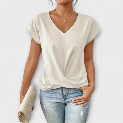 Eloise - V-hals Top met Knoopdetail