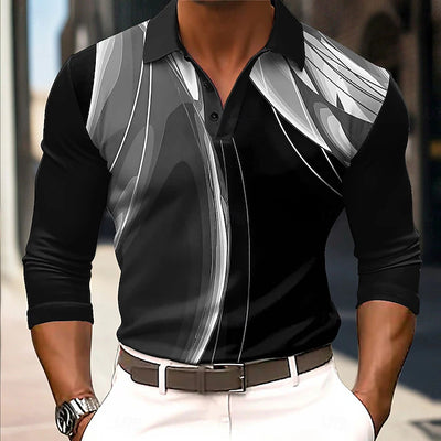 Heren Golfshirt met geometrische lijn